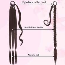 Peluca de cola de caballo trenzada sintética de 22-40 pulgadas, banda de goma elástica para mujer, extensión de cabello de cola de caballo falsa envuelta alrededor de cola de caballo 2T3H - 2 - Ver 9