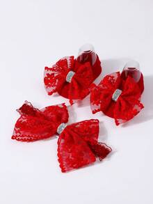 1pc Baby Solid Color Bow Headband + 1 Pair Anti-Slip Floor Socks Prewalker Socks - Burgundy - View 2