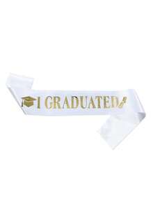Graduation Shoulder Strap Sash - Honorary Ceremony Belt For Preschool & Kindergarten Grads, Polyester Etiquette Belt With Colorful Lettering & Cap Design, Graduation Decorations