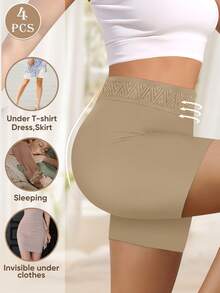 MIOTAN 4条装女士中腰三角裤，弹性柔软，透气，无缝设计，优雅全包覆，防走光，防卷边