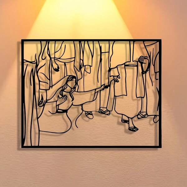 1 Stück elegante, minimalistische letzte Abendmahl Weihnachten Metall Wandkunst - Moderne Dekorative Wanddekoration für Zuhause, Büro oder Café - Vielseitige Wanddekoration für Wohnzimmer, Schlafzimmer, Terrasse oder Küche - Perfektes Weihnachtsgeschenk für Sammler