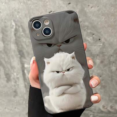 精准开孔白色愤怒猫彩绘防摔手机壳，兼容 14、 14 Pro、 14 Pro Max；3D卡通手机壳，兼容 13、 13 Pro、 13 Pro Max、 11、 11 Pro Max、 12、 12 Pro、 12 Pro Max；防摔手机壳，兼容 XR；卡通手机壳，兼容 7/8/SE2、 15、 15 Pro、 15 Pro Max、 16、 16 Pro。 16 Pro Max / 适用于 S21、S22、S23、S24、S25 系列的防水防震防刮手机壳
