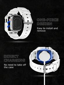 1pc Glacier Integrated Full Coverage Protective Band Compatible With Apple Watch, 42mm 46mm 38mm 40mm 41mm 44mm 45mm, Breathable TPU Sports Strap For Apple Watch Series 10/9/8/7/6/5/4, Suitable For Summer, Unisex - Multicolor - View 5