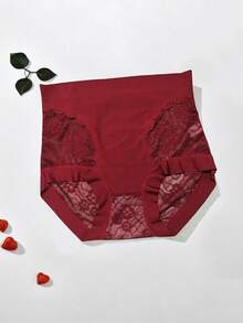 3 件高腰花卉蕾丝无缝女士内裤，收腹提拉，防卷边三角内裤