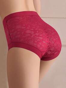 3 件高腰花卉蕾丝无缝女士内裤，收腹提拉，防卷边三角内裤