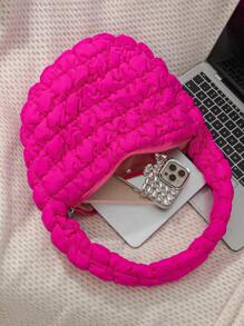 1 Peça Bolsa Plissada com Formato de Nuvem, Bolsa Transversal de Grande Capacidade, Bolsa Matelassada com Grade, Bolsa de Ombro Adequada para Guardar Telefones Celulares, Cosméticos, Cabos de Carregamento, Garrafas de Água, Bolsa Acolchoada para Axila na Cor Rosa Vermelha, Bolsa de Ombro Fashionista, Bolsa de Pastelaria Portátil para Escola, Transporte, Trabalho, Viagem, Férias, Bolsa de Ombro Multiuso para Adolescentes Meninas, Mulheres, Estudantes Universitários, Professores, Enfermeiras, em Estilo Coreano