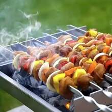 5/10/20 Pieces Flat Thick BBQ Skewers, 11.8 Inch Grill Skewers, Grill Iron Skewers, Reusable Grill Kebab Skewers - Heat-Resistant & Dishwasher Safe, Suitable For Family Gatherings, Kitchen Tools, Outdoor Cooking, Night Markets, Restaurants, Barbecue, Camping, Picnics, Party Supplies, Barbecue Parties, Sleek Metallic Skewers | Durable Bbq Sticks, Grilling Accessories For Outdoor Grill