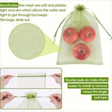 20pcs Reusable Drawstring Mesh Produce Bags, Lightweight Breathable Fruit & Vegetable Protection Cover For Grape, Apple, Pomelo, Multi-Purpose Gardening Anti-Insect Bags, Wedding Party Gift Packaging, Decorative Bags With Ribbons