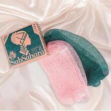 2 piezas de esponja de red africana auténtica de SubSahara - Exfoliante para todo tipo de pieles, esponja de baño para rostro y Body, portátil para viaje, duradera, exfoliación suave - Rosa claro y verde azulado - Ver 2