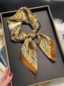 1 buc. Eșarfă bandană cu imprimeu floral Paisley de 27,6 inci, eșarfă versatilă din mătase artificială, bandă de păr, eșarfă pentru femei, accesoriu de modă pentru rochie