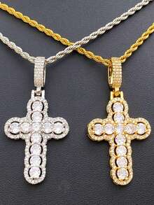 DUBSS 1 Piece Iced Out Cross Necklace Pendant For Men Prong Setting Hip Hop Jewelry - Cross - View 9
