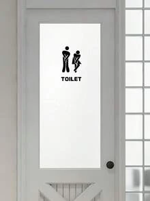 1 件 PVC 墙贴，趣味防水可移除马桶座入口标志贴花浴室门装饰，厕所贴纸，贴纸，墙贴花，家居装饰乙烯基贴花，春季装饰品让您的家焕然一新，拉玛装饰贴纸 - 黑色 - 查看 6