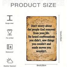 1PC Vintage Metal Sign, Motivational Quote, Do Not Worry About People God Removed, Inspirational Wall Art, Rustic Decor, Perfect For Living Room & Office, 8x12 Inches / 20x30 Cm - 8x12吋/20x30公分-1件 - 查看 4