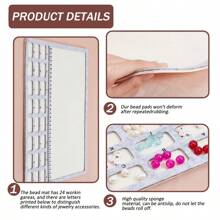 Plateau de perles pour la conception de bracelets et colliers DIY, avec une longue cuillère à manche pour les bijoux, plateau pratique avec grille, outil pratique pour la fabrication de bijoux