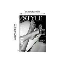 半幅复古杂志墙画，高跟鞋豹纹帆布画，奢华时尚海报，复古美学设计师装饰画，适用于客厅、卧室或宿舍，送她的礼物，不含画框 - 彩色 - 查看 15