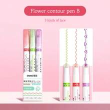 1 Stück / 3 Stücke / 6 Stücke / 8 Stücke / 12 Stücke geschwungener und wellenförmiger Designmarkerstift, Spitzenstifte, wellenförmige Blumenhighlighter, DIY Umrissgeschwungene Stifte, geeignet für Handbücher und Zeichnungen, sowie Stifte für Jugendliche und Erwachsene, Lernspielzeug für Büro, Zeichnen, Marker, Schreibwaren, Jungen, Mädchen, Strumpfstopfer, Markerstifte, Spielzeug, Schreibwaren