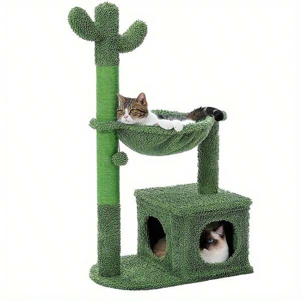 Torre tiragraffi multipiano per gatti, adatta per gatti domestici, casa gioco per gattini con supporto per grattare in sisal, grande per appartamenti, con scala per arrampicata, mobili per animali domestici, giocattoli in peluche per gattini