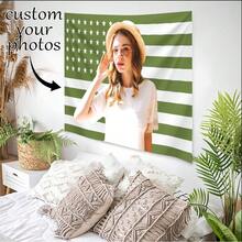1pc Customizable Personalized Tapestry With Photos And Text, For Birthday, Wedding, Halloween, Christmas, Party, Father's/Mother's Day, Home Decor, Bedroom Aesthetics,Decoration And Hanging Fabrics For Student Dormitories During The Start Of The School Year, - 彩色 - 查看 2