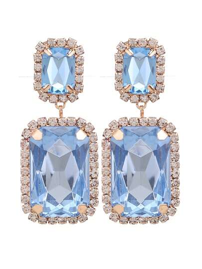 ACEHLN 铜合金爪形焊接水钻矩形吊坠耳环