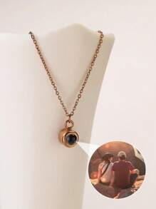 1 pieza Collar con proyección de foto personalizado, collar minimalista de acero inoxidable con proyección de foto, collar de mujer con forma redonda y foto proyectada incorporada, collar de foto personalizado para mujer, collar de foto conmemorativo personalizado, regalo para la novia, collar de proyección de foto personalizable con color, collar de recuerdo familiar, collar de foto para el Día de la Madre
