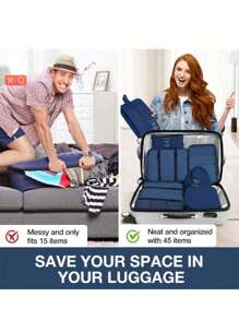 8-1PC Travel Clothes Organizer Set, Large Capacity Multi-Functional Packing Cubes With Zipper Closure, Handheld Travel Bag, Storage Bag, Mesh Bag, Cosmetic Bag, Shoe Bag, Bottle Sleeve, Drawstring Bag, Regular Bag, Luggage Bag, Underwear Organizer, Hospital Bag, Waterproof Toiletry Kit For Shirts, Underwear, Clothes, Cosmetics, Toiletries, Toothbrush And Toothpaste