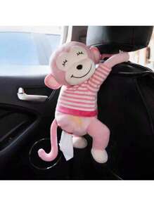 1pc Paper Towel Box For Both Home And Car, Car Mounted Cartoon Storage, Car Interior Decoration, Cute Children's Monkey Paper Towel Draw