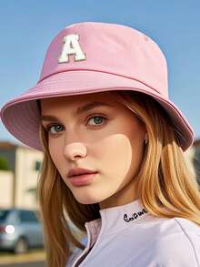 1pc Women'S 26 Letters Bucket Hat, Personalized Fashion Casual Sun Hat, Casual Holiday Beach Sun Hat For Travel, Daily Travel Outdoor Sports Hat, Sun Hat, Minimalist Bucket Hat, Lightweight And Foldable, Suitable For Outdoor, Travel, Hiking, Picnic, Commuting, Etc., Also A Great Gift For Mom Or Friends
