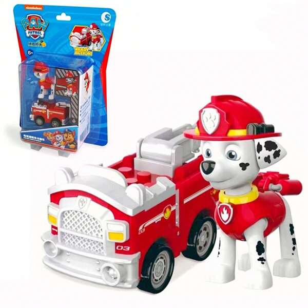Spin Master Kit de camión de bomberos de PAW Patrol, bloques de construcción y piezas especiales con 1 figura, coche con base rodante de retroceso, juego de regalo para niños de 6 a 12 años