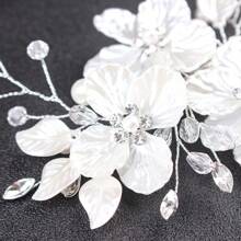 1 Stück Haarspange für Frauen mit Acrylblume und Strass-Dekor in Pflaumenfarbe, elegantes Braut-Haarzubehör