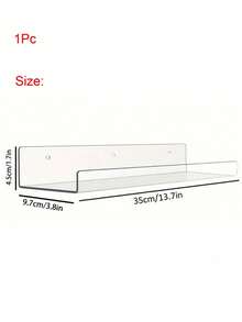 1 pieza Estantería de pared de acrílico transparente en forma de U - Blanco - Ver 2