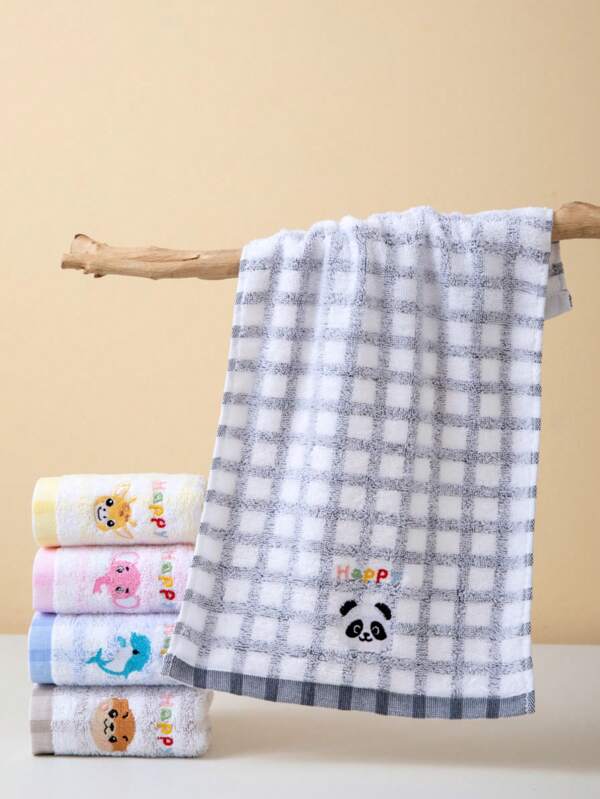1/2/4/6pcs Embroidered Panda/Giraffe/Elephant Animal Pattern Face/Hand Towels, 8.84"X17.3", Random Colors, Absorbent Quick-Drying Non-Fading Suitable For Bathroom, School, Etc. Bathroom Decor Fall Decor Back To School For Beauty Salon Home Bathroom