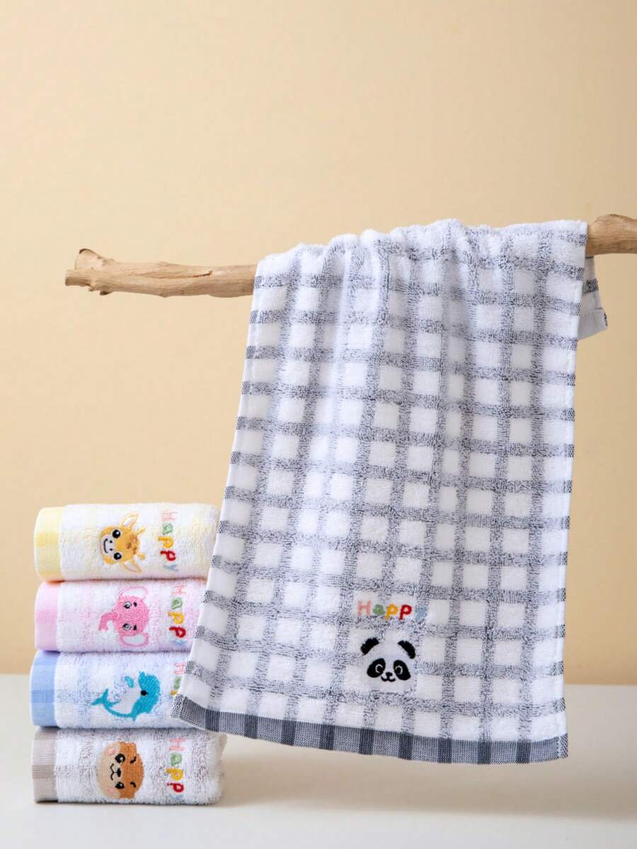 1/2/4/6 piezas Toalla pequeña con patrones bordados de animales como panda, jirafa, elefante, de 22,5 x 44 cm, colores aleatorios, absorbente y de secado rápido, adecuada para baño, escuela, etc.