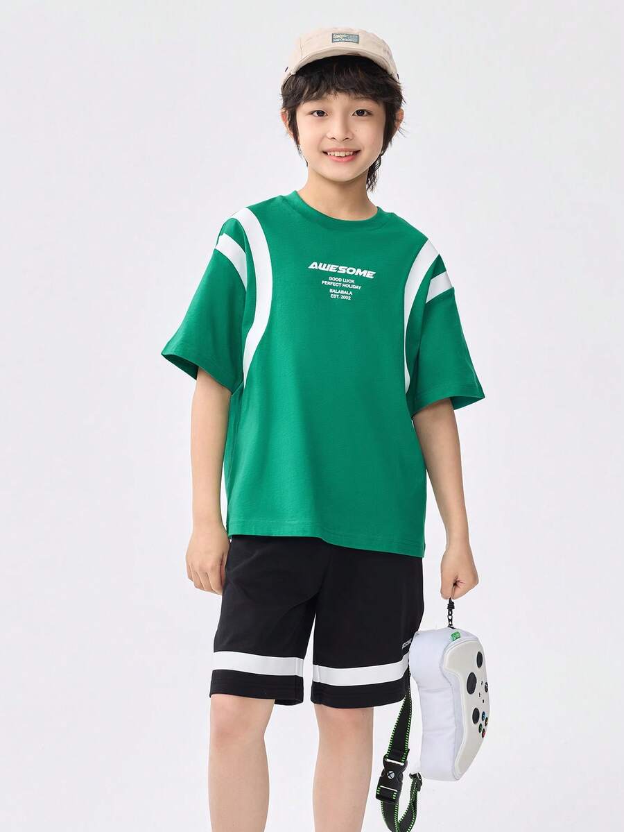 Balabala Boys' 2 Pieces Quick-Dry Set, Sporty & Breathable Summer Outfit - Dark Green - View 1