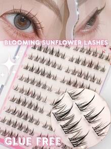 120PCS C Curl Sunflower Lashes Natural Look False Eyelashes – No Glue Needed, Lightweight Daily Wear, Reusable, Easy 3-Second Application,Self-Adhesive No Glue False Eyelashes – Instant 3-Second Press-On Lashes, Reusable With Strong Hold, No Messy Glue Needed