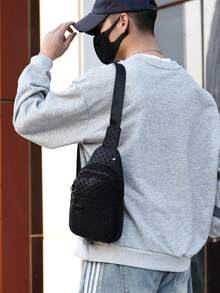 1pc Men's Large Capacity Multi-Pocket Multi-Functional Chest Bag, Fashion Stylish Simple Design, Suitable For Daily And Outdoor Use - Black - View 7