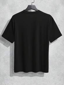 Personalized Custom Men's Loose Breathable Comfortable T-Shirt, Spring/Summer Series, Casual, Loose, Vacation, Outdoor, Holiday, Spring/Summer, Photo Custom, Custom Graphics - Black - View 4