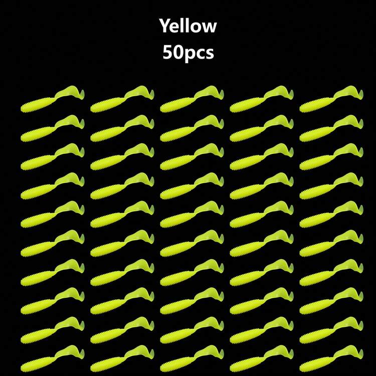 50pcs Bionic Soft Worm Fishing Lures, Rolling Tail Maggot, PVC