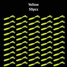 50 件仿生软虫鱼饵、卷尾蛆、PVC 卷尾鱼饵、无铅淡水和咸水人工鱼饵
