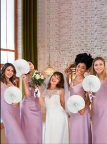 10pcs White Folding Handheld Organ Fan With Plastic Handle, Portable And Lightweight Wedding Birthday Party Decoration Fan, Can Be Customized DIY Blank Surface, Bag Stuffing And Celebration Decoration, Mobile Accessories | Modern Design | Smooth Texture