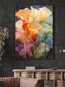 1 Set 5D Full Drill Diamond Painting Kit, Round Floral Theme Diamond Mosaic Art, DIY Canvas Wall Art Decoration For Bedroom And Living Room, Artistic Gift