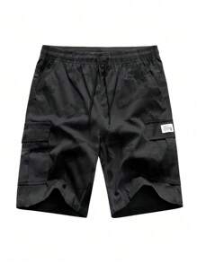 1 pieza Pantalones cortos casuales de carga con camuflaje, pantalones cortos sueltos de longitud hasta la rodilla para deportes al aire libre para hombres