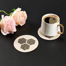 millianess 4pcs White/Beige Premium Hollow-Out Placemats Set With 8pcs Matching Coasters, Modern Minimalist Cubic Line Design With Strong 3D Effect, Made Of Polyester Fabric, Rectangular Placemats 30cm*45cm, Round Coasters 10cm Diameter, Reversible For Multi-Occasions