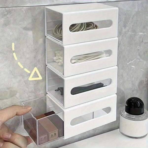 2/3PCS Wall-Mounted Storage Box, Cotton Pad Storage Box, Dust-Proof Wall-Mounted Dental Floss Box, Cotton Swab Box, Lipstick Storage Box, Household Storage Box