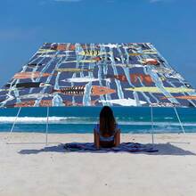 1 件海洋生物设计遮阳篷,轻松打造舒适休闲区,卡通海洋风格,100% 涤纶,矩形,防水,防紫外线,适用于户外花园、露台、海滩、夏季,附赠尼龙绳 - 彩色 - 查看 5