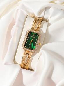 1pc New Arrivals Square Dial Women Watch, Elegant Fashionable Style With Roman Numerals And Rhinestone, Suitable For Party,Holiday,Birthday,The Best Gift Watch For Ladies