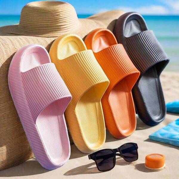 Dikke EVA-pantoffels voor koppels, minimalistische en comfortabele antislip slippers voor binnen in de badkamer, zachte, lichte sandalen, geschikt voor alle seizoenen