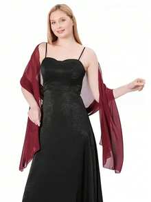 Chales, bufandas y chales de gasa para vestidos de novia, boda, fiesta, vestidos de noche y ocasiones especiales - Burdeos - Ver 6