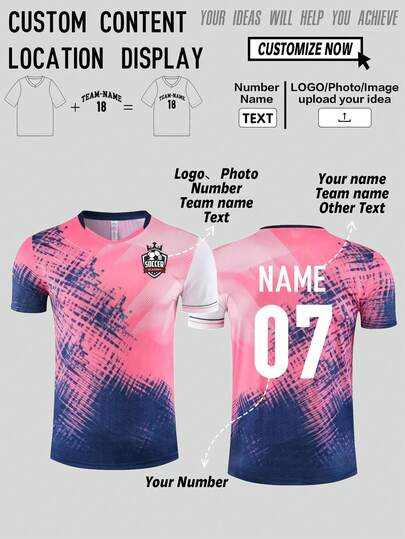 Customized Graphic,Logo,Name&Number Tween Boy Sport Jersey,Suitable For Soccer,Badminton And Volleyball Spring/Summer