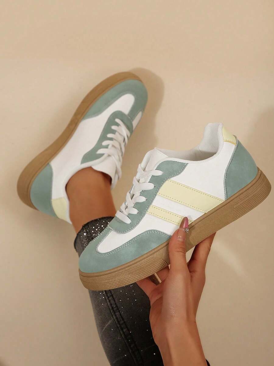 Women's Fashionable Round Toe Casual Shoes With Soft Sole And Color Blocking, Suitable For Outdoor Leisure And Daily Walking, Spring/Autumn - Multicolor - View 1