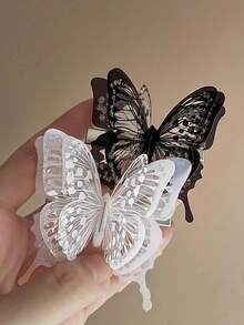 2 件套精致高端蝴蝶亚克力发夹，优雅侧发饰品爪夹发夹发夹 - 彩色 - 查看 8